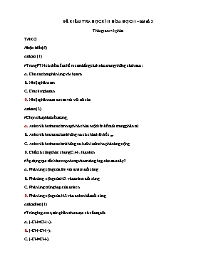 Đề kiểm tra học kì II môn Hóa học 11  Bài số 3